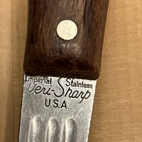 Vtg Set of 2 Imperial Veri-Sharp Kitchen Utensils Stainless Wood Ladle Masher - Picture 2 of 6